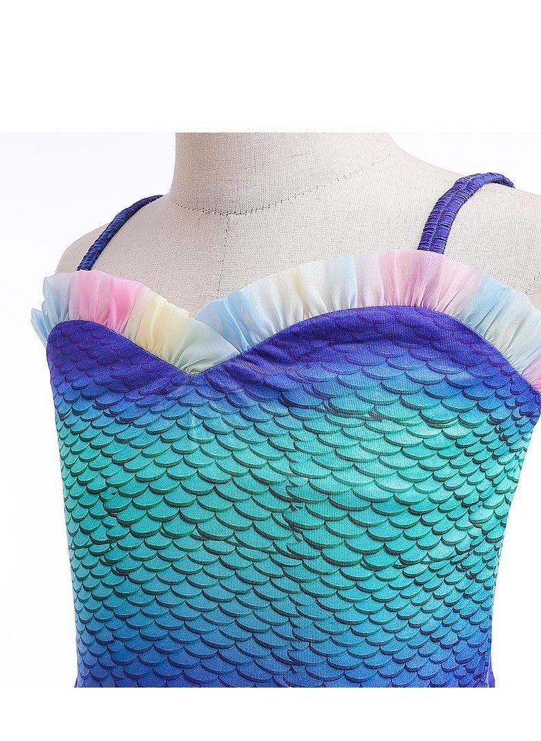 Y&D 2-Piece Cosplay Mermaid Dress Up Set Children's Costume Set Girl's Suspender Fish Tail  - Image 5