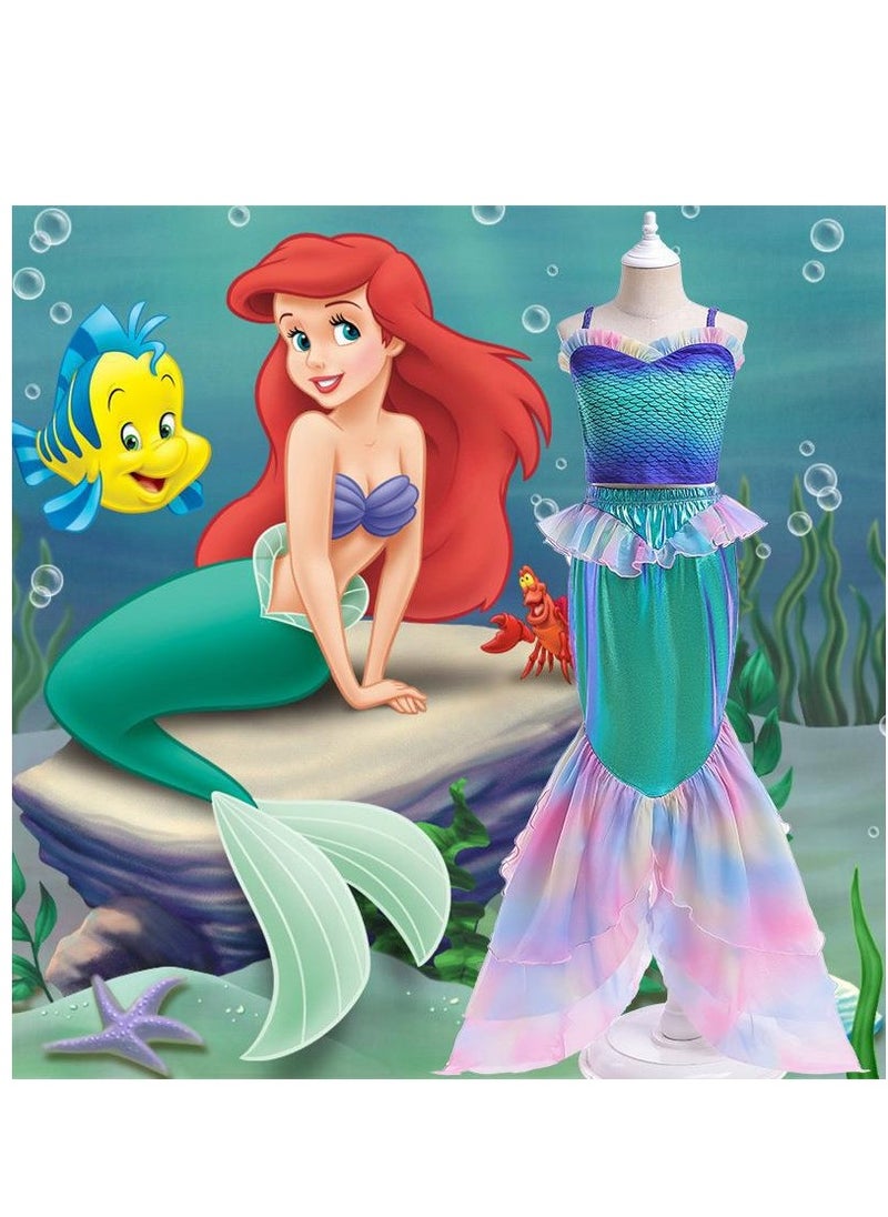 Y&D 2-Piece Cosplay Mermaid Dress Up Set Children's Costume Set Girl's Suspender Fish Tail  - Image 1