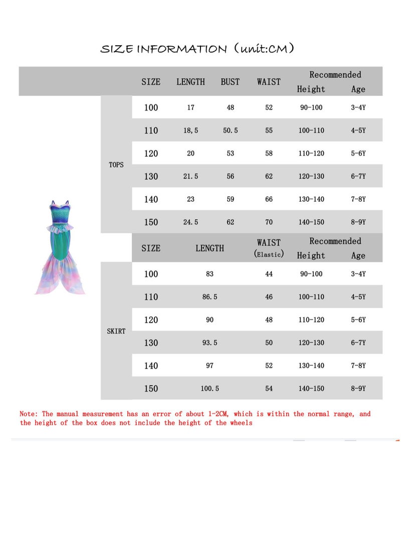 Y&D 2-Piece Cosplay Mermaid Dress Up Set Children's Costume Set Girl's Suspender Fish Tail  - Image 4