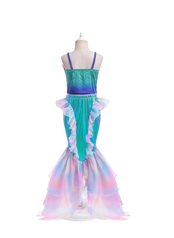Y&D 2-Piece Cosplay Mermaid Dress Up Set Children's Costume Set Girl's Suspender Fish Tail  - Image 3