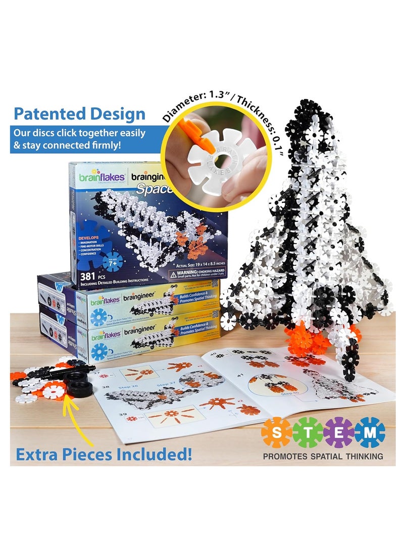 VIAHART VIAHART Brain Flakes Space Shuttle Building Set with Detailed Step by Step Instructions Booklet - 381 Pieces - Wheels and Axles Included - Construct a 19 Inch Large Space Ship - Ages 7+ Years Old  - Image 3