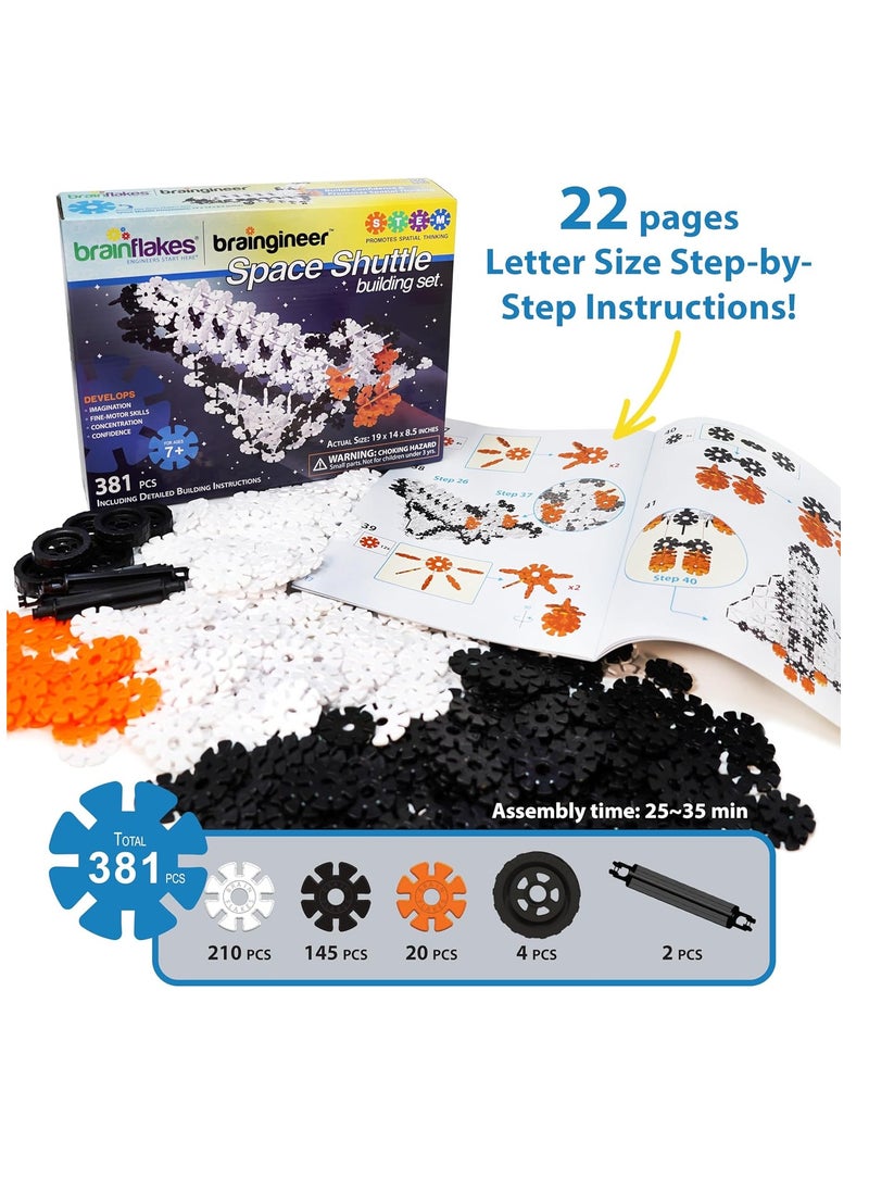 VIAHART VIAHART Brain Flakes Space Shuttle Building Set with Detailed Step by Step Instructions Booklet - 381 Pieces - Wheels and Axles Included - Construct a 19 Inch Large Space Ship - Ages 7+ Years Old  - Image 4