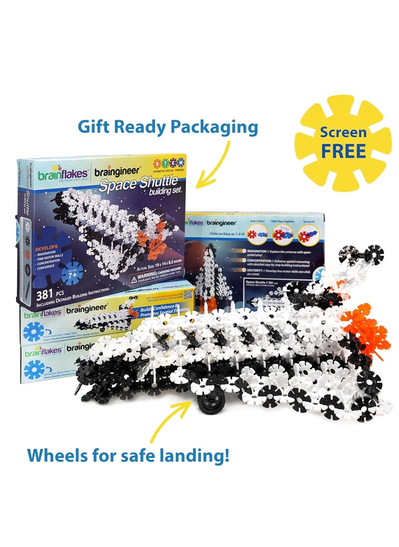 VIAHART VIAHART Brain Flakes Space Shuttle Building Set with Detailed Step by Step Instructions Booklet - 381 Pieces - Wheels and Axles Included - Construct a 19 Inch Large Space Ship - Ages 7+ Years Old  - Image 2