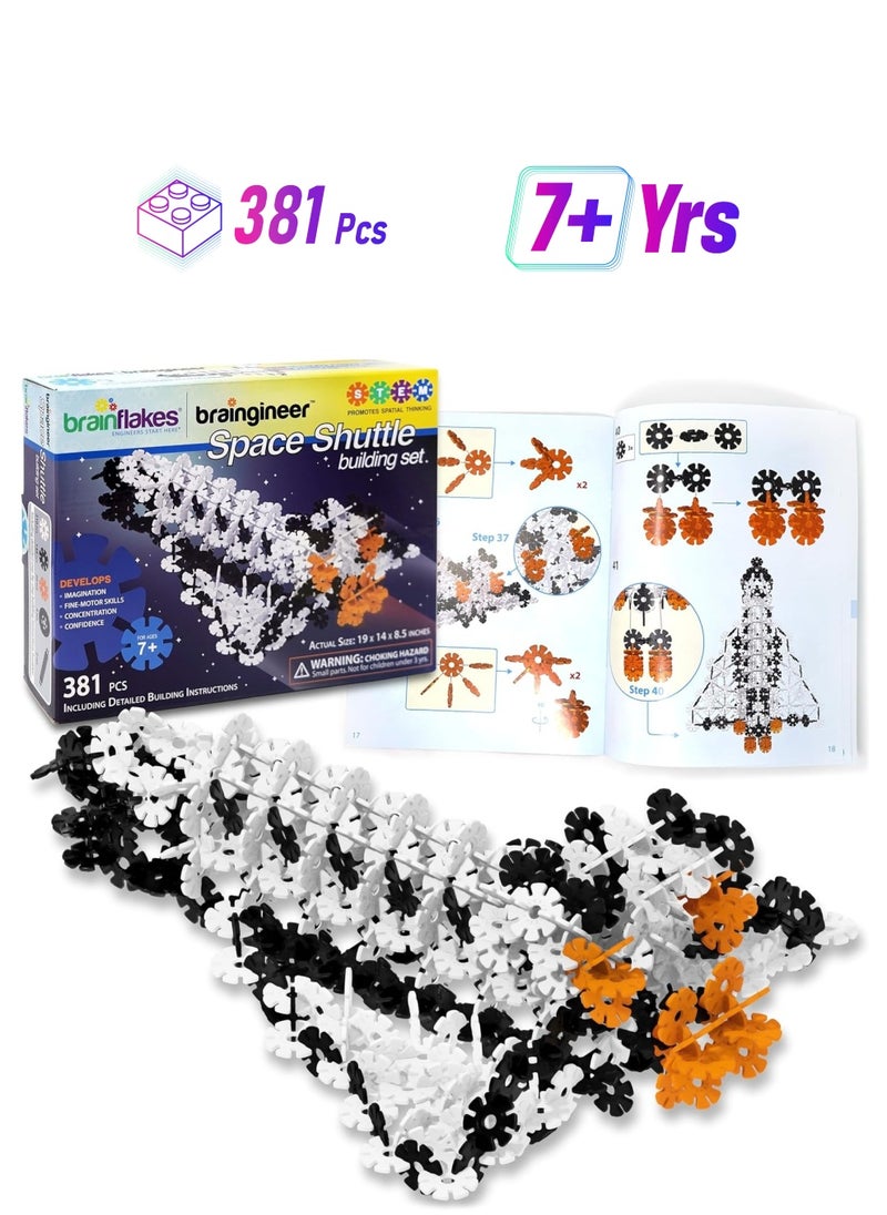 VIAHART VIAHART Brain Flakes Space Shuttle Building Set with Detailed Step by Step Instructions Booklet - 381 Pieces - Wheels and Axles Included - Construct a 19 Inch Large Space Ship - Ages 7+ Years Old  - Image 1