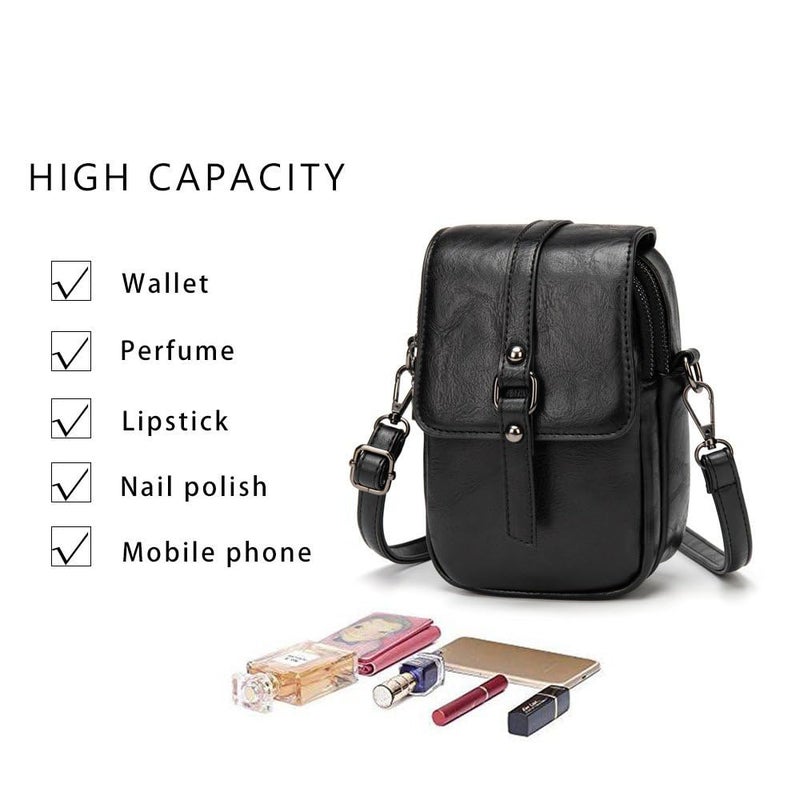 My Friday myfriday Vintage Crossbody Phone Bag for Women, Small PU Leather Shoulder Purse and Handbag with Tassel&Rivet Decoration - Image 3