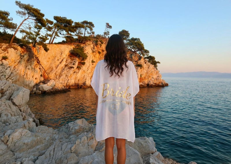 Funky Junque Women's Bride Swim Cover up Bridal Swimsuit Coverup for Beach Pool Bachelorette Party One Size - Bride - White - Image 4