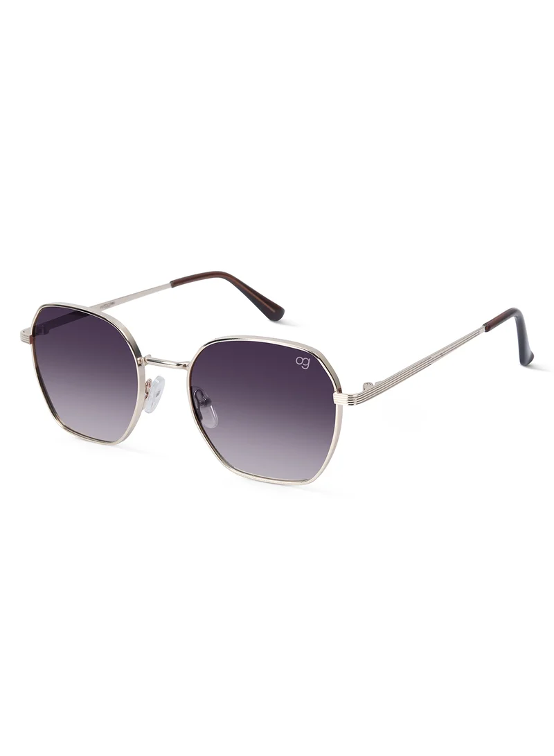 Woggles UV- Protected  Golden Hexagonal Sunglasses