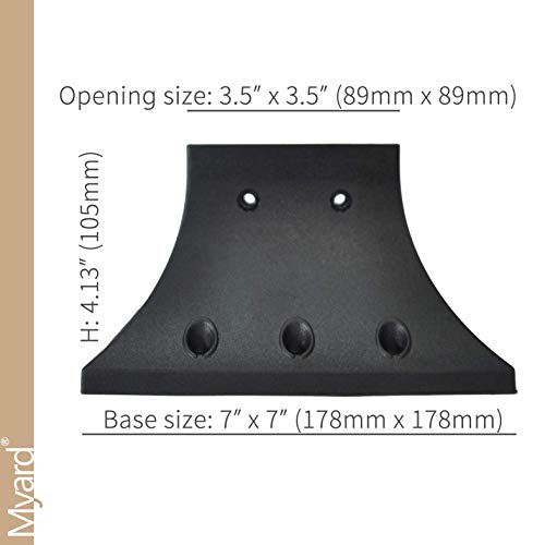 Myard PNP114040 4x4 Post Base Cover (Actual 3.5x3.5 Inches) Post Skirt Flange with Stainless Steel Screws, Post Bracket for Deck Porch Handrail Railing Support Trim Post Anchor (Qty 2, Black) - Image 3