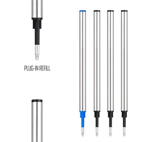 DunBong Rollerball Pen Refills, Roller Ball Fine Point 0.5mm, Red Ink Refill Pack of 5 - Replaceable Ballpoint Pen Refills Medium Point (Navy Blue) - Image 5