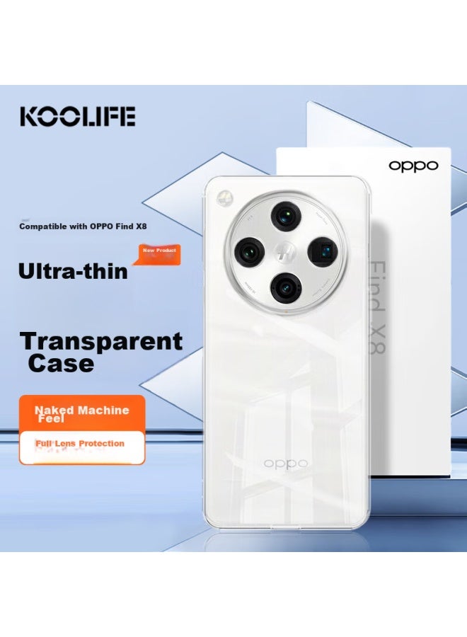 Koolife Phone Case For Oppo Findx8, Protective Cover For Findx8, Full Lens Protection, Simple Skin-friendly Transparent Soft Case, Fingerprint-resistant Outer Back Cover - Image 1