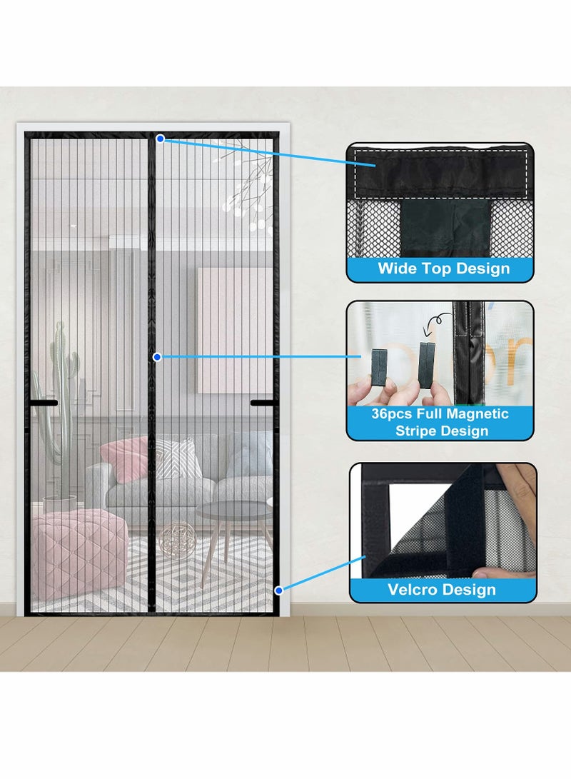 KASTWAVE Magnetic Screen Door Curtain Automatic Closing Fly Insect Bug Net Mesh Self Sealing Heavy Duty Hands Free Partition Keeps Bugs Out Black - Image 2