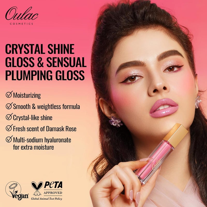 Oulac Nude Lip Gloss Highshine Moisturizing Lip Gloss Oil Liquid Lipstick Nonstick Cup Glitter Lipstick Lip Tint Reduce Fine Lines Lip Glaze For Dry Lip C09 - Image 2