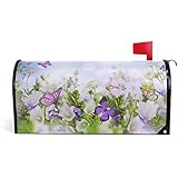 WOOR WOOR Butterfly Flying Flowers Garden Magnetic Mailbox Cover MailWraps Garden Yard Home Decor for Outside Standard  - Image 1