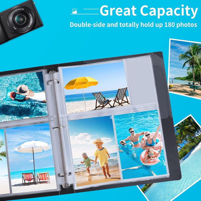 Fabmaker 30 Pack Photo Sleeves for 3 Ring Binder - (4x6, for 180 Photos), Archival Page Protectors, Clear Plastic Refill Pages, Postcard Sleeves, Acid-Free - Image 3
