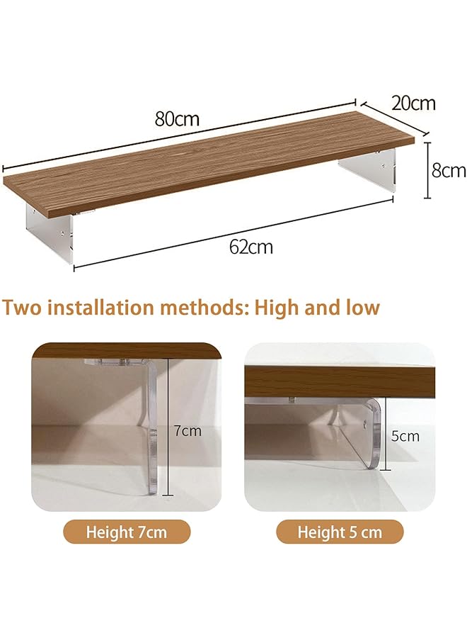 erorex Monitor Stand Riser Computer Monitor Stand 80Cm Wood Monitor Stand For Desk Ergonomic Height Laptop Riser 2 Heights Available Desktop Shelf With Keyboard Organizer - Image 5