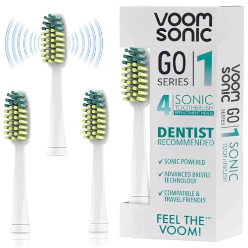 Voom Sonic - Go 1 Replacement Heads | Replacement Brushes | Advanced Bristle Technology| Soft DuPont Nylon Bristles | Oral Care, 4 Count (Pack of 1) - Image 1