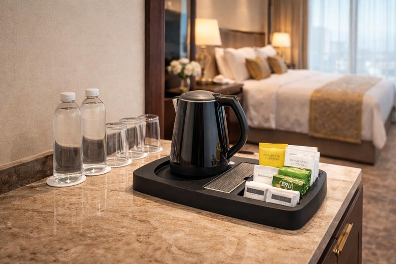 Purely Serene ABS Hotel Kettle Tray | Tea & Coffee Setup Tray | Rectangular Hospitality Room Accessory for Hotels, Resorts & Airbnb - Image 5