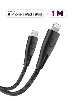 Urjwan Fabric Charging Cable Type-C To Lightning for iPhone - 1 Meter - Apple MFi Certified, Durable with Reinforced Edges, Fast Charging  - Image 4
