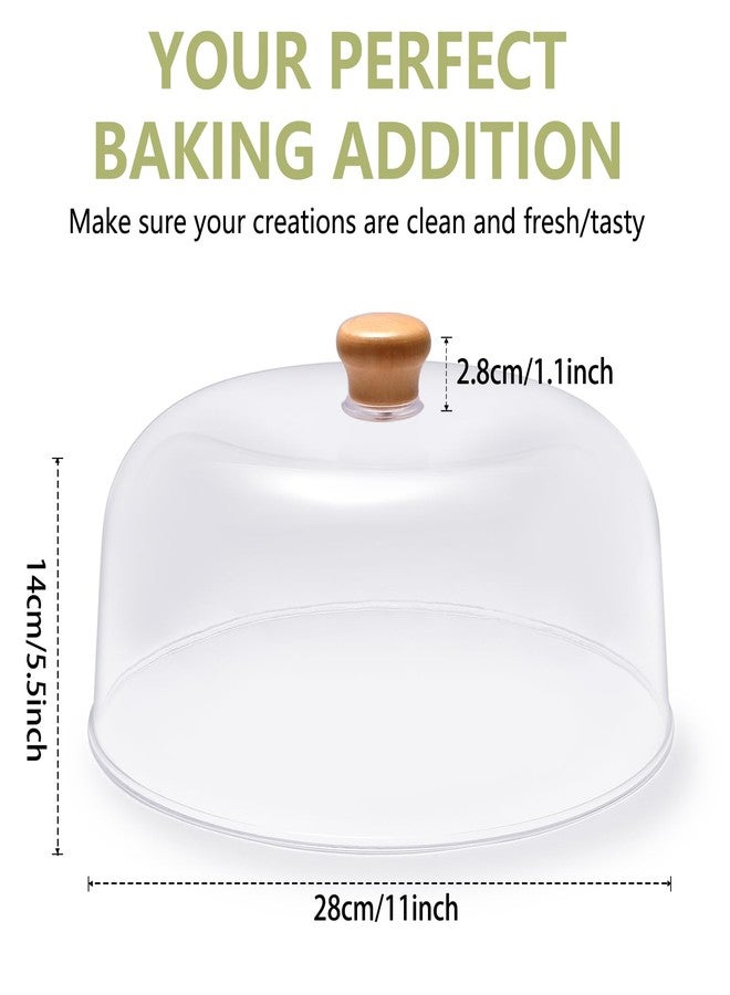 CozyState 11-inch Plastic Acrylic Cake Dome Cover, Suitable for Cake Stand Plates Transparent Cake Cover(Wood Handle) - Image 2