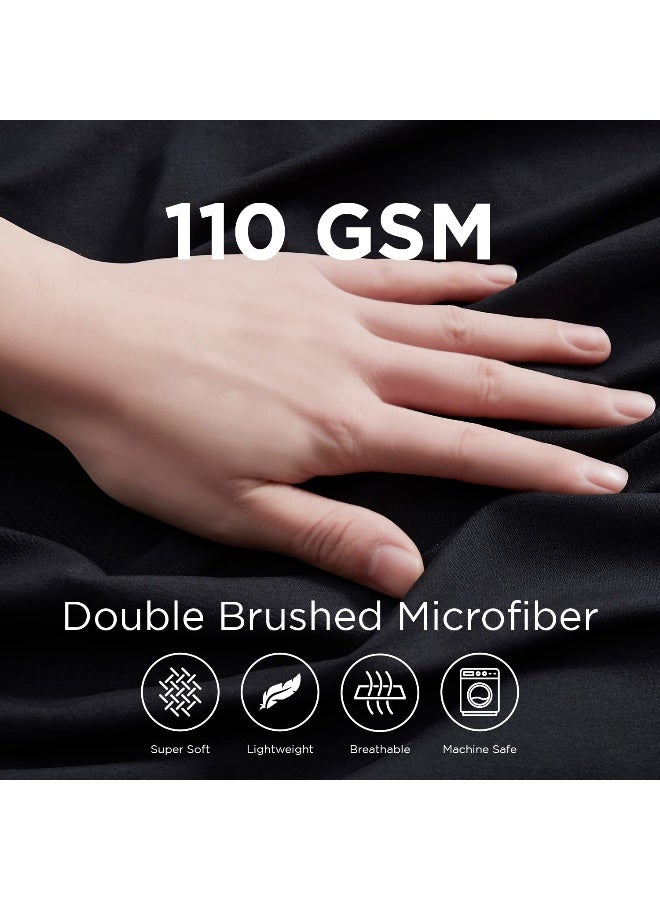 Empyrean Bedding Empyrean Extra Deep Pocket California King Fitted Sheet, Cal King Fitted Sheet Only Deep Pocket Fits 18 to 24 Inch, Soft Microfiber 110 GSM Deep Pocket Fitted Sheet with Corner Straps, Black - Image 2