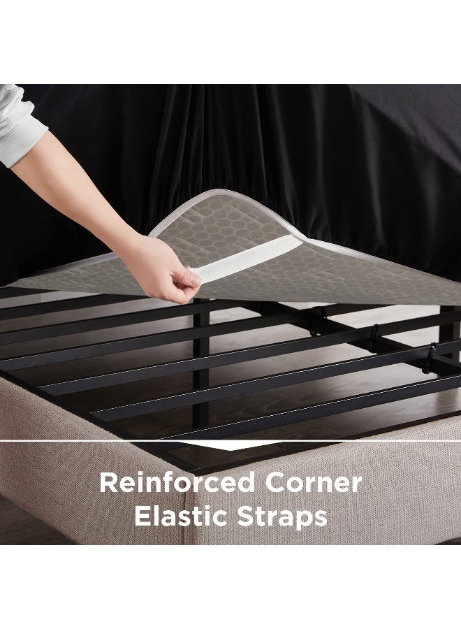 Empyrean Bedding Empyrean Extra Deep Pocket California King Fitted Sheet, Cal King Fitted Sheet Only Deep Pocket Fits 18 to 24 Inch, Soft Microfiber 110 GSM Deep Pocket Fitted Sheet with Corner Straps, Black - Image 4