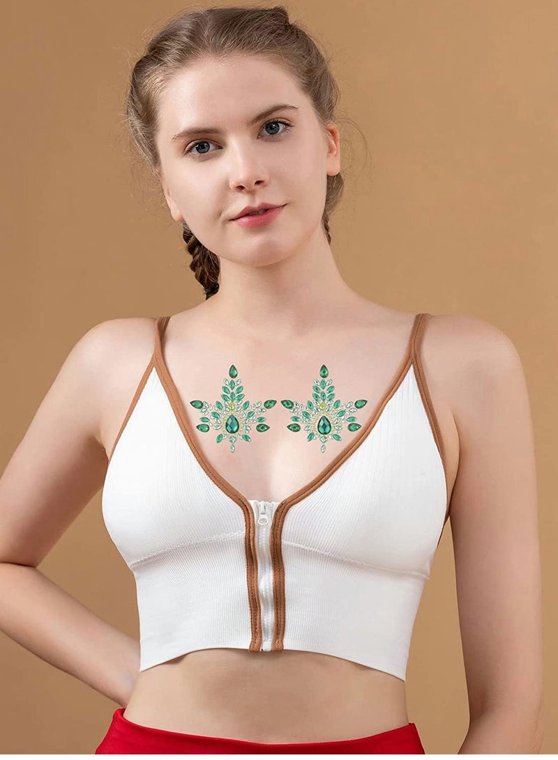 Excefore Mermaid Gems Stick on, 2 Set Tattoo Body Jewelry Stickers for Women AB Rhinestone Face Decals Temporary Crystal Glitter Bling Gemstone Art Decor Jewel Paste Festival Makeup - Image 5