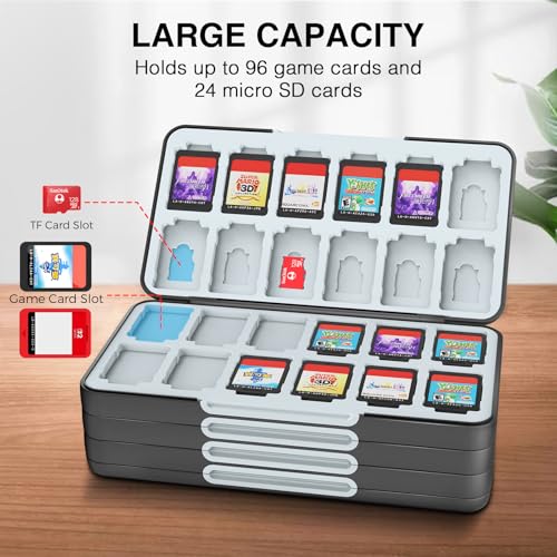 HEIYING Game Card Case Holder Compatible with Nintendo Switch 2/Switch OLED,Portable Switch Lite Game Card Storage with 96 Game Card Slots and 24 Micro SD Card Slots - Image 2