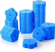 Chuangdi Chuangdi 24 Pieces Oil Absorbing Scum Sponge for Hot Tub Accessories, Swimming Pool and Spa, Flower (Blue)  - Image 1