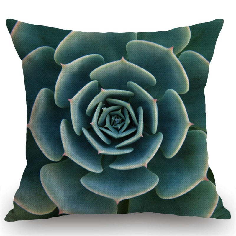Swono Swono Green Aloe Succulent Plant Cotton Linen Throw Pillow Case Cushion Cover Home Office Decorative for Sofa Living Room Square 18 X 18 Inches  - Image 5