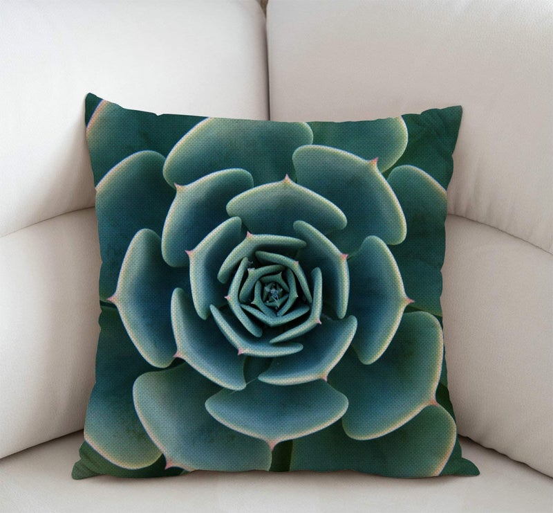 Swono Swono Green Aloe Succulent Plant Cotton Linen Throw Pillow Case Cushion Cover Home Office Decorative for Sofa Living Room Square 18 X 18 Inches  - Image 2