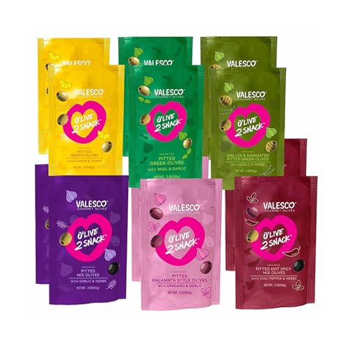 Valesco, O'Live 2 Snack Pitted Olives Variety Pack, 6 Flavors, 1 oz (12 Pouches) - Image 3