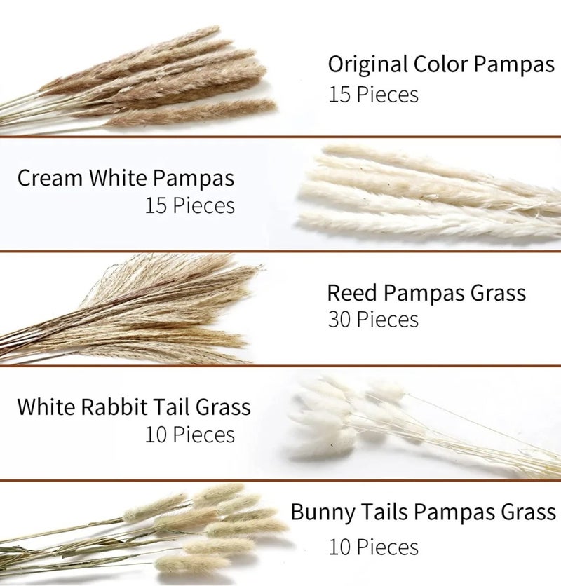 Bluejw G36 Wedding Decor Pampas Grass Bouquet - Boho Dried Flowers Mix with Bunny Tails & Natural Dried Plants for Christmas Home Decor - Image 1