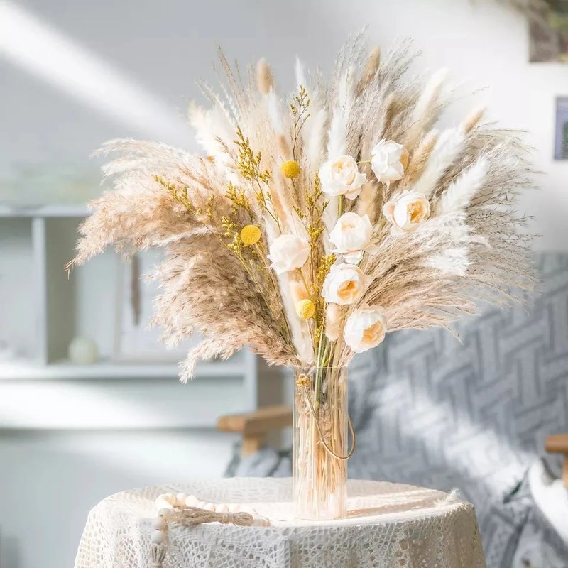 Bluejw G36 Wedding Decor Pampas Grass Bouquet - Boho Dried Flowers Mix with Bunny Tails & Natural Dried Plants for Christmas Home Decor - Image 2