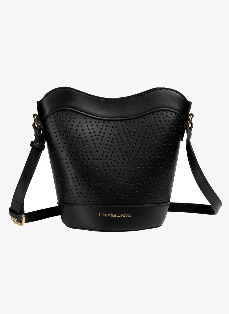 Christian Lacroix Christian Lacroix Women's Nebula Genuine Leather Bucket Bag - Black