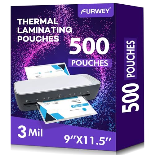 FURWEY 500 Pack Laminating Sheets, Holds 8.5 x 11 Inch Sheets, 3 mil, 9 x 11.5 Inches Thermal Laminating Pouches Lamination Sheet Paper for Laminator, Clear, Letter Size, Office and School Supplies - Image 1