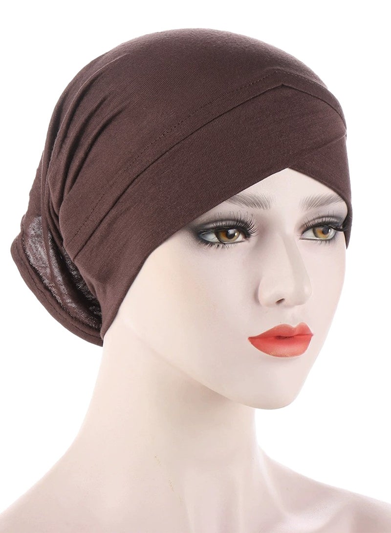 Muslim Inner Hijab Caps, Full Coverage Undercap, Breathable Stretchy Bonnet, 3 Pack,Gold Coffee Pink - Image 4