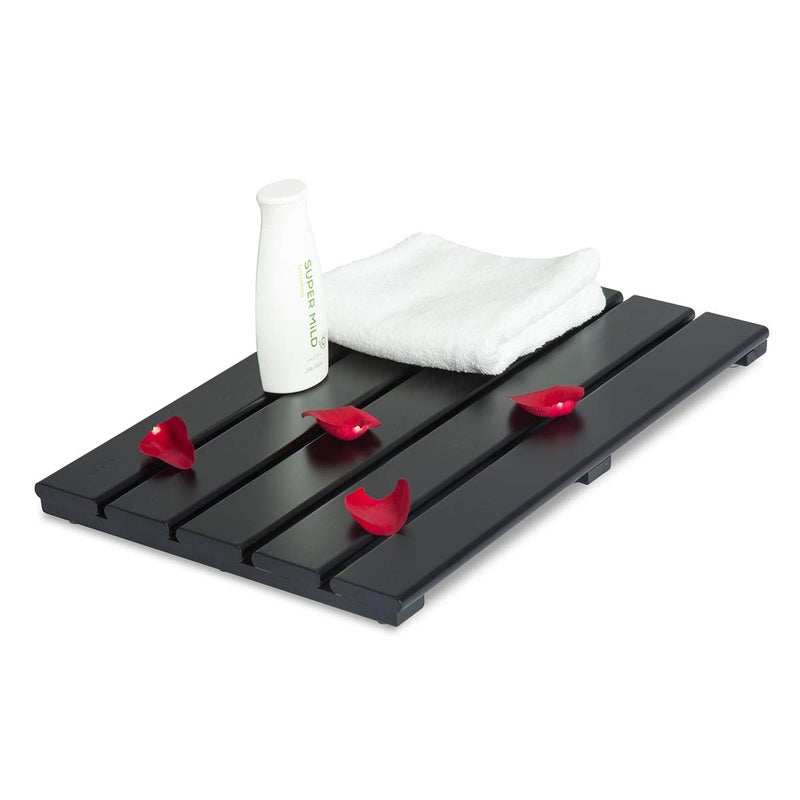 GOBAM GOBAM Bamboo Bath Mat Small 197 x 13 x 13 inch  NonSlip Floor Mat for Spa Sauna Kitchen Indoor  Outdoor Spaces Shower Mat for Bathroom Decor  Black 197 long 
