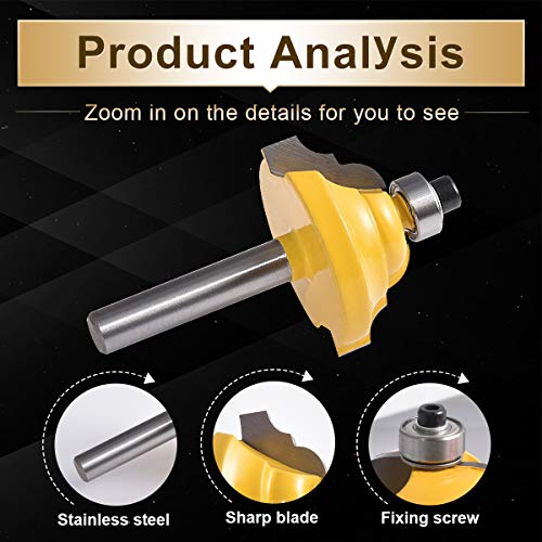 KATUR Classical Roman Ogee Edge Forming Router Bit 1/4 Inch Shank, Classical and Bead Molding and Edging, Architectural Molding Router Bit (1/4" Shank 1-1/4" Width 5/8" Depth) - Image 5