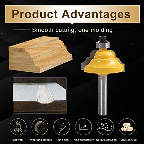 KATUR Classical Roman Ogee Edge Forming Router Bit 1/4 Inch Shank, Classical and Bead Molding and Edging, Architectural Molding Router Bit (1/4" Shank 1-1/4" Width 5/8" Depth) - Image 3