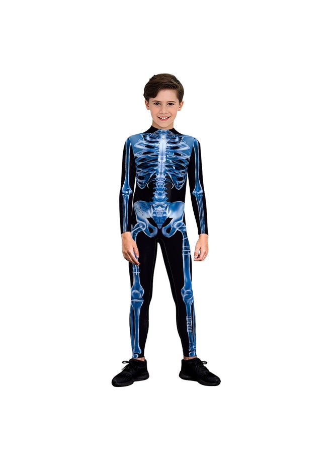 NIBEMINENT Halloween creative skeleton digital printed children's performance one-piece costume - Image 1
