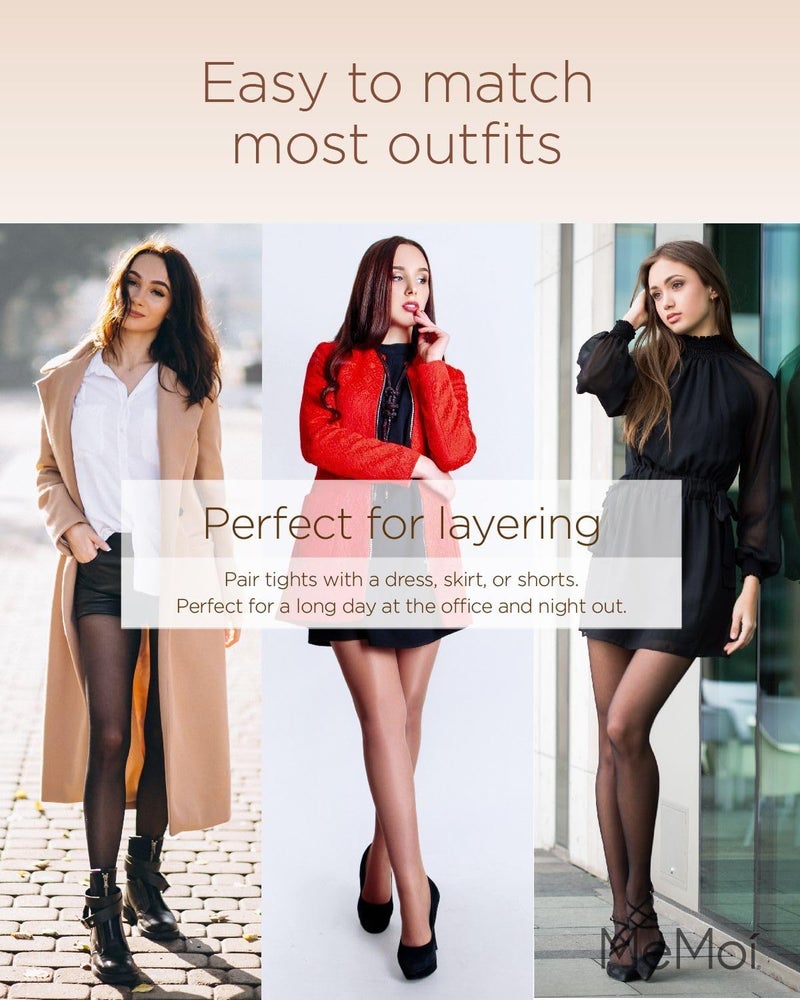 MeMoi Bodysmoothers High Waisted Sheer Tights, Control Top Tights for Women, Control Top Tights - Honey Medium - Image 5