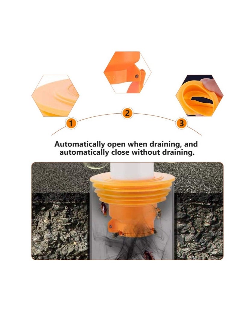 SOLARAE 2 Pcs Drain Pipe Hose Silicone Plug, Drain Pipe Sewer Seal Rings, Drain Hose Sealing Plug for Bathroom Kitchen Laundry Pipe Sewer Seal Tools(Orange) - Image 5