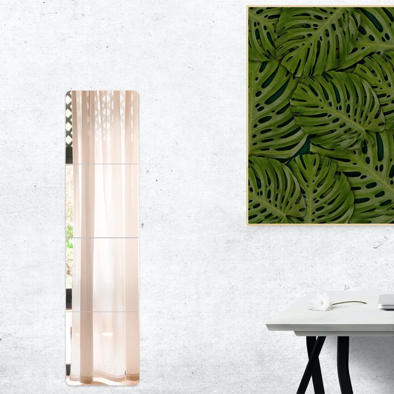 1 Set Full Length Wall Mirror Tile Household Adhesive Wall Mirror for Gym Bedroom Living Room - Image 5