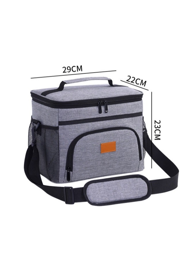 Large Capacity Outdoor Portable Cooler Bag, Insulated Picnic Lunch Bag（Gray 29×22×23cm）  - Image 2