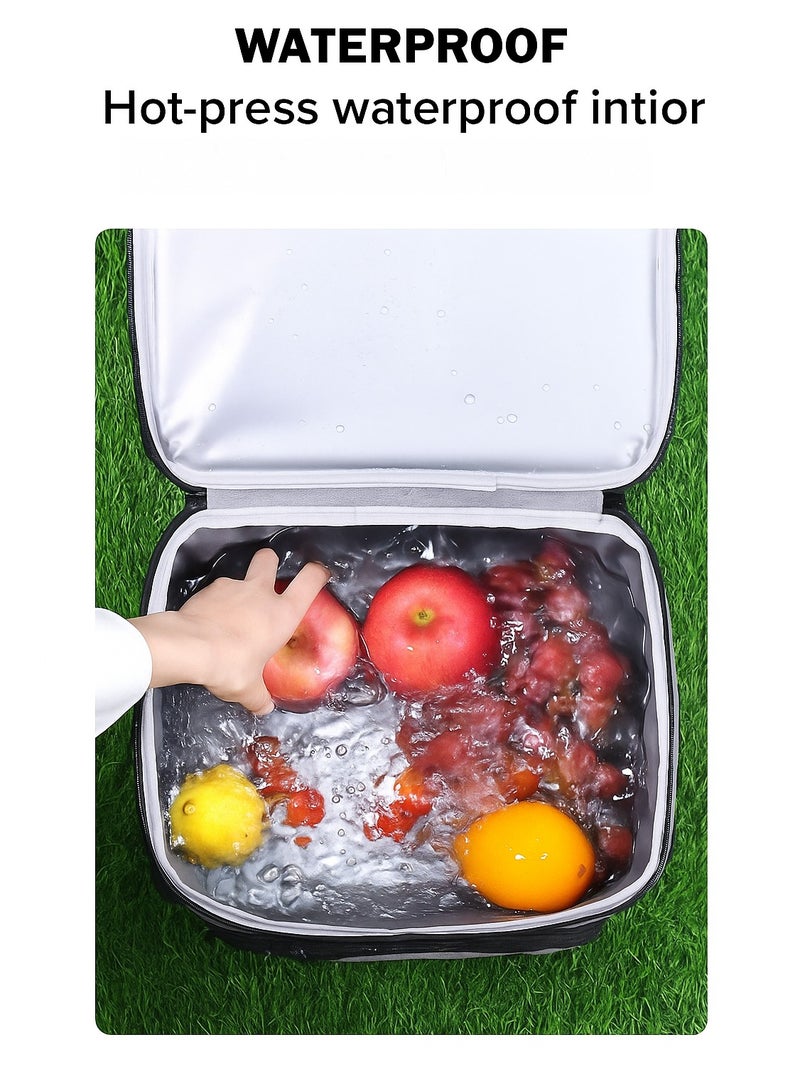 Large Capacity Outdoor Portable Cooler Bag, Insulated Picnic Lunch Bag（Gray 29×22×23cm）  - Image 4