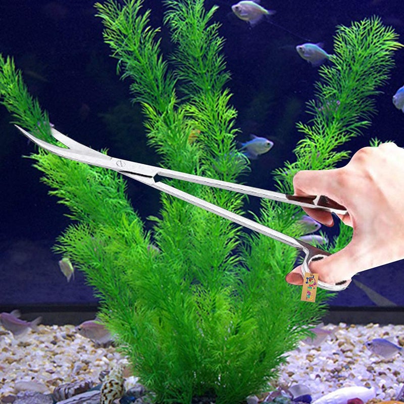 Western Era Aquarium Scaping Tongs Scissor Long Stainless Steel Curve Scissor Tool for Fish Tank, Aquatic Plant Cleaning - Image 1
