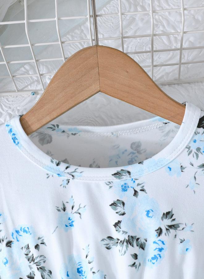 Take Two Floral Print Mesh Insert Dress with Bow Detail - Image 2