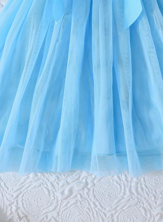 Take Two Floral Print Mesh Insert Dress with Bow Detail - Image 5