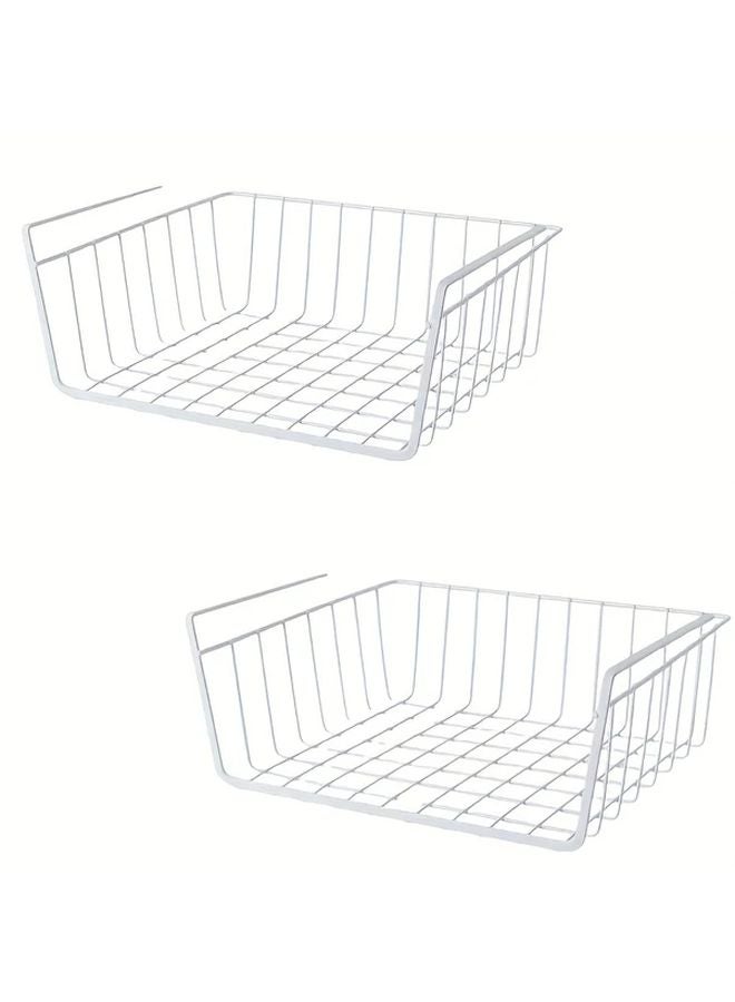 2pcs White Extra Large Modern Organizer Multi Layer Shelf Storage Basket - Image 2