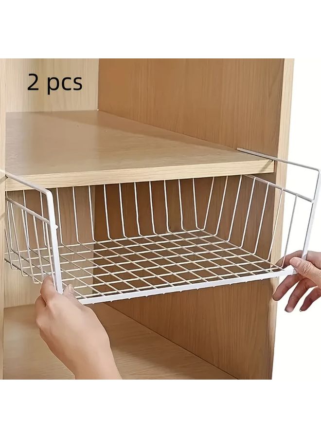 2pcs White Extra Large Modern Organizer Multi Layer Shelf Storage Basket - Image 3